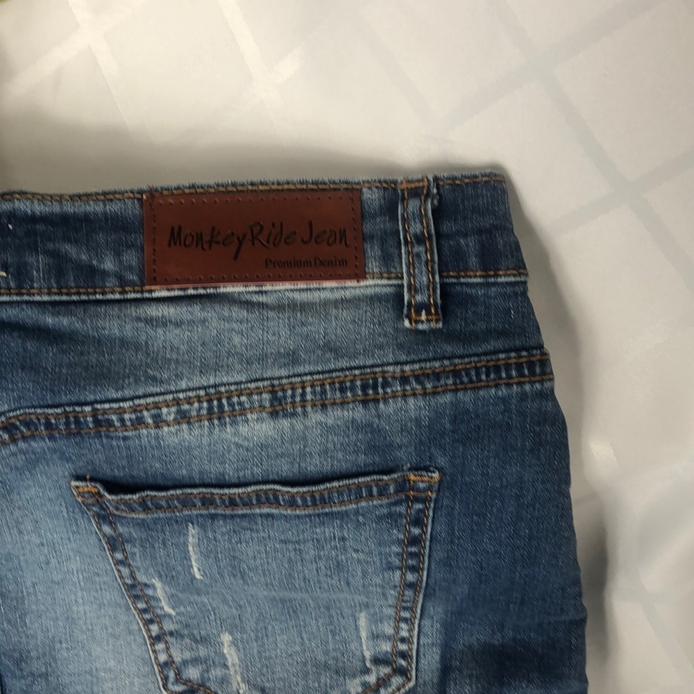 Monkey ride Denim jeans mini skirt Cut-off Blue Size Medium - Picture 4 of 6